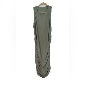 Elegant Olive Green Flattering Scrunched Dress